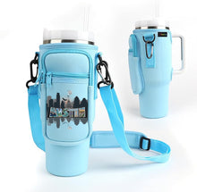 Load image into Gallery viewer, Austin Texas Downtown Skyline - 40oz Stanley style Carrier with Strap and Pockets