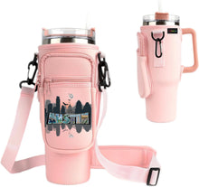 Load image into Gallery viewer, Austin Texas Downtown Skyline - 40oz Stanley style Carrier with Strap and Pockets