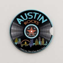 Load image into Gallery viewer, Austin Rocks car coaster, right-side finger notch, product view