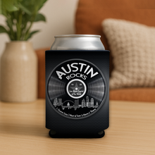 Load image into Gallery viewer, Austin Rocks Koozie featuring bold Mod Panic design