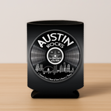 Load image into Gallery viewer, Austin Rocks Koozie featuring bold Mod Panic design