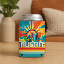 Load image into Gallery viewer, Austin Texas Vivid Skyline Koozie - Bold and Colorful