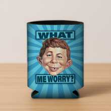 Load image into Gallery viewer, What Me Worry Koozie featuring bold pop-culture design
