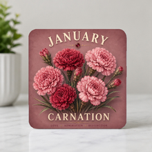Load image into Gallery viewer, January Flower Carnation ModCore Coaster mockup