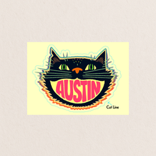 Load image into Gallery viewer, Austin Cat Sticker featuring bold, retro-future design