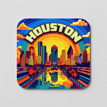 Load image into Gallery viewer, Houston Vivid Skyline Sticker featuring bold colors and a retro design