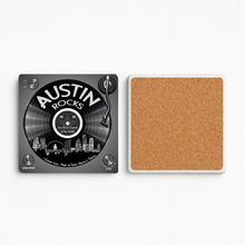 Load image into Gallery viewer, Austin Rocks Stone Coaster featuring bold pop-culture design
