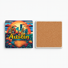 Load image into Gallery viewer, Austin Sunset Stone Coaster featuring vibrant sunset colors