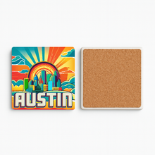 Load image into Gallery viewer, Austin Vivid Stone Coaster showcasing bold pop-culture design