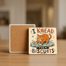 Load image into Gallery viewer, I Knead Them Biscuits Stone Coaster featuring bold retro design