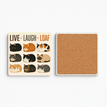 Load image into Gallery viewer, Live Laugh Loaf Stone Coaster with playful design