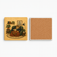 Load image into Gallery viewer, Not Today Human Cat Stone Coaster featuring bold design