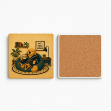 Load image into Gallery viewer, Not Today Human Dog Stone Coaster featuring retro-future design
