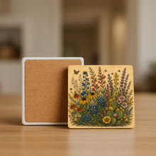 Load image into Gallery viewer, Petals And Wings Ver2 Stone Coaster with vibrant floral design