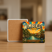 Load image into Gallery viewer, Wimberley Texas A Little Bit Of Heaven Stone Coaster with vibrant design