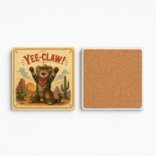 Load image into Gallery viewer, Yee Claw Stone Coaster showcasing bold design and retro-future style