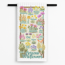 Load image into Gallery viewer, Arizona Wildflowers Tea Towel showcasing vibrant floral patterns