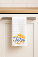 Load image into Gallery viewer, California Poppies Tea Towel with bold retro design