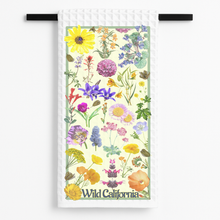 Load image into Gallery viewer, Wildflowers Of California Tea Towel featuring colorful floral designs