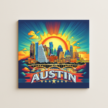 Load image into Gallery viewer, Austin Sunrise Wall Print featuring bold colors and pop-culture design