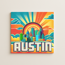 Load image into Gallery viewer, Austin Vivid Wall Print featuring bold colors and retro-future design