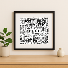 Load image into Gallery viewer, Fuck In Words Wall Print featuring bold typography and retro design