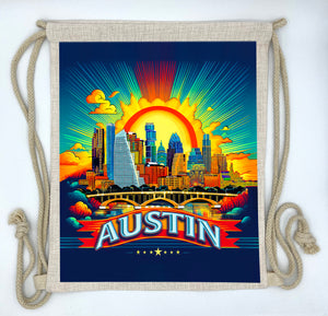 Austin Texas Sunrise Linen Backpack