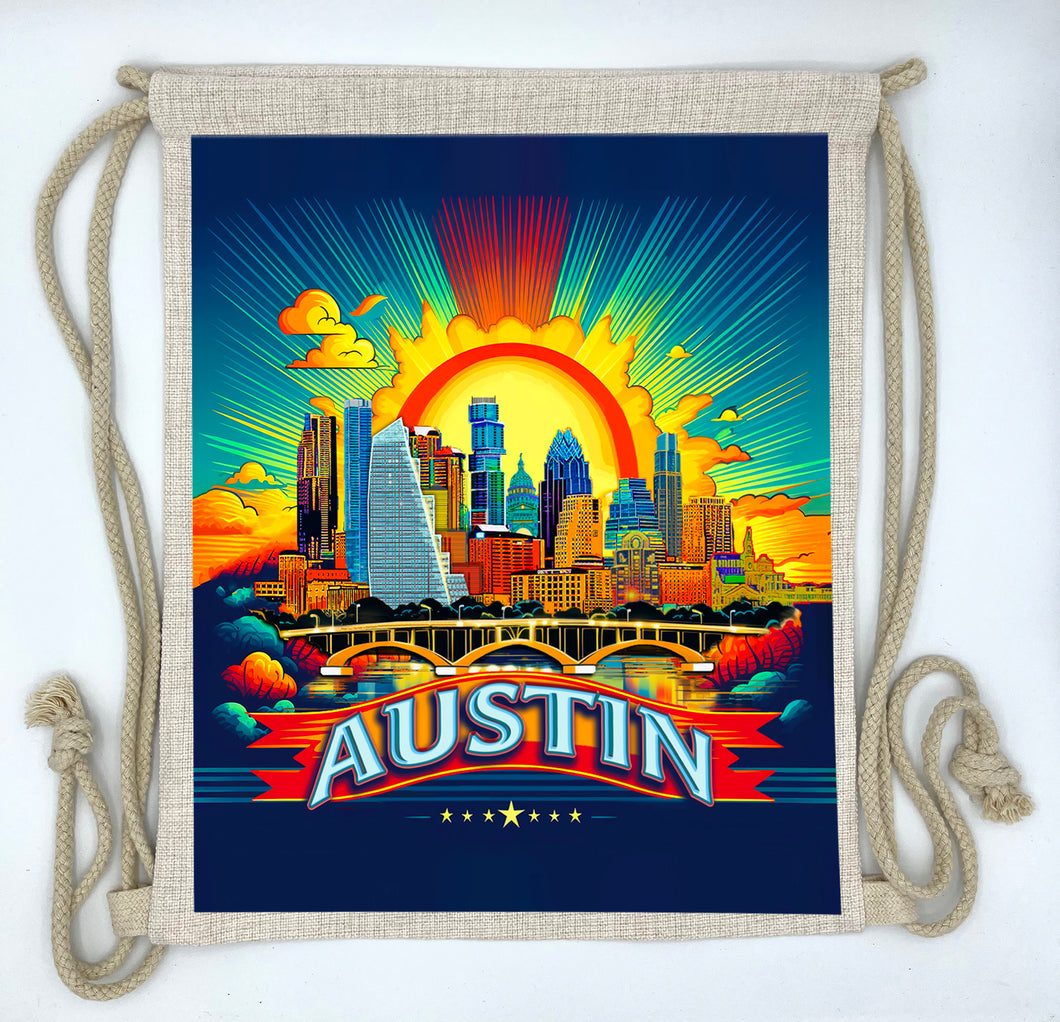 Austin Texas Sunrise Linen Backpack