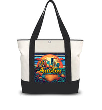 Load image into Gallery viewer, Austin Texas Sunset Skyline Tote Bag
