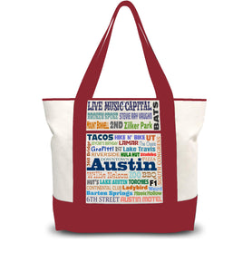 Austin Texas In Words Tote Bag