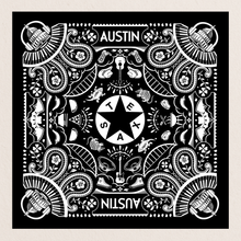 Load image into Gallery viewer, Austin Bandana featuring retro-future design
