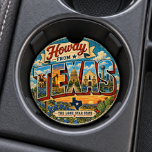 Load image into Gallery viewer, Howdy From Texas Car Coaster mockup

