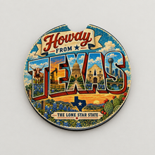 Load image into Gallery viewer, Howdy From Texas Car Coaster mockup
