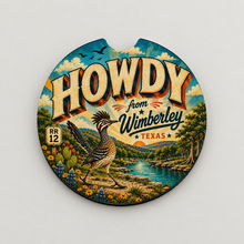 Load image into Gallery viewer, Howdy From Wimberley RR12 car coaster product mockup
