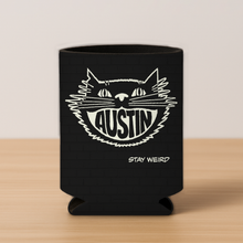 Load image into Gallery viewer, Austin Cat Black And White Koozie featuring a playful cat design
