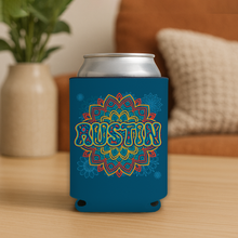 Load image into Gallery viewer, Austin Mandala Koozie featuring bold, colorful design
