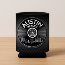 Load image into Gallery viewer, Austin Rocks Koozie featuring bold Mod Panic design
