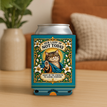Load image into Gallery viewer, Our Lady Of Not Today Cat Prayer Candle Koozie mockup
