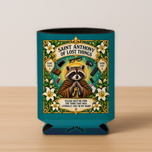 Load image into Gallery viewer, Saint Anthony Of Lost Things Racoon Prayer Candle Koozie mockup
