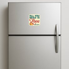Load image into Gallery viewer, All You Need Is Love And Tacos Magnet with bold retro design
