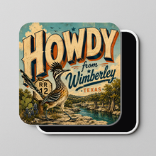 Load image into Gallery viewer, Howdy From Wimberley Magnet with bold retro design
