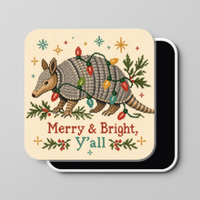Load image into Gallery viewer, Merry &amp; Bright Y'All Christmas Armadillo Magnet mockup

