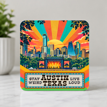 Load image into Gallery viewer, Austin Music Festival Stay Weird Live Loud ModCore Coaster mockup
