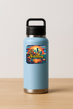Load image into Gallery viewer, Austin Sunset Sticker showcasing bold colors and retro design
