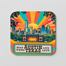Load image into Gallery viewer, Austin Music Festival Stay Weird Live Loud Sticker mockup
