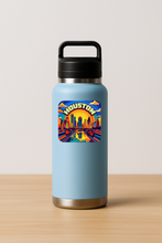 Load image into Gallery viewer, Houston Vivid Skyline Sticker featuring bold colors and a retro design
