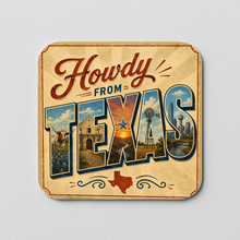 Load image into Gallery viewer, Howdy From Texas Sticker featuring bold retro design
