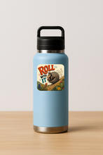 Load image into Gallery viewer, Roll With It Texas Armadillo Sticker featuring bold colors and playful design
