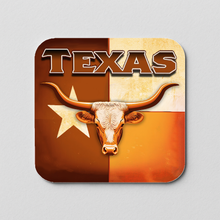 Load image into Gallery viewer, Colorful Texas Longhorn sticker designed with retro-future style
