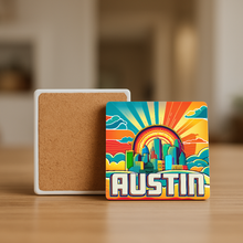 Load image into Gallery viewer, Austin Vivid Stone Coaster showcasing bold pop-culture design
